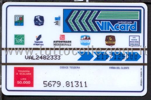Collezionismo delle Tessere ViaCard Autostrade